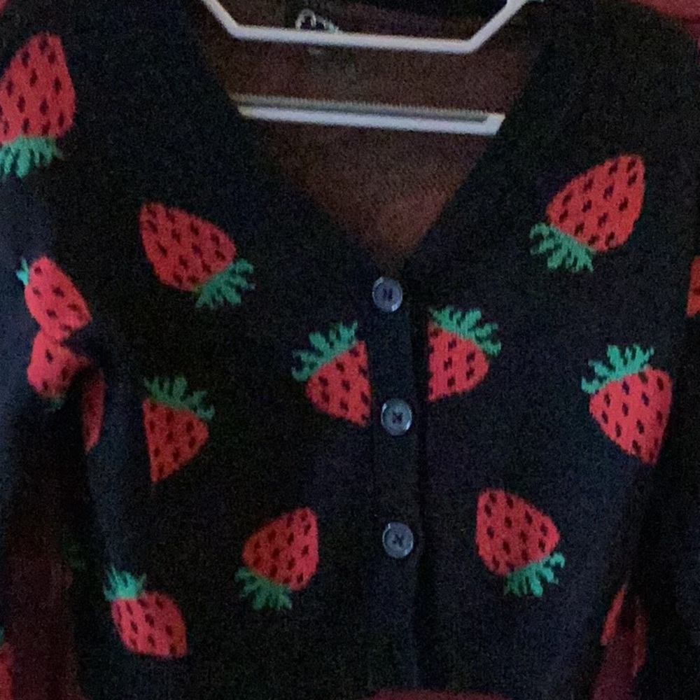 Art Class Black and Red Sweater strawberries